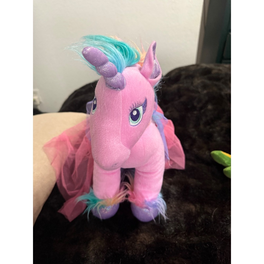 Build-A-Bear Workshop Pink Unicorn Plush Rainbow Mane Sparkle Tutu Sequin Horn